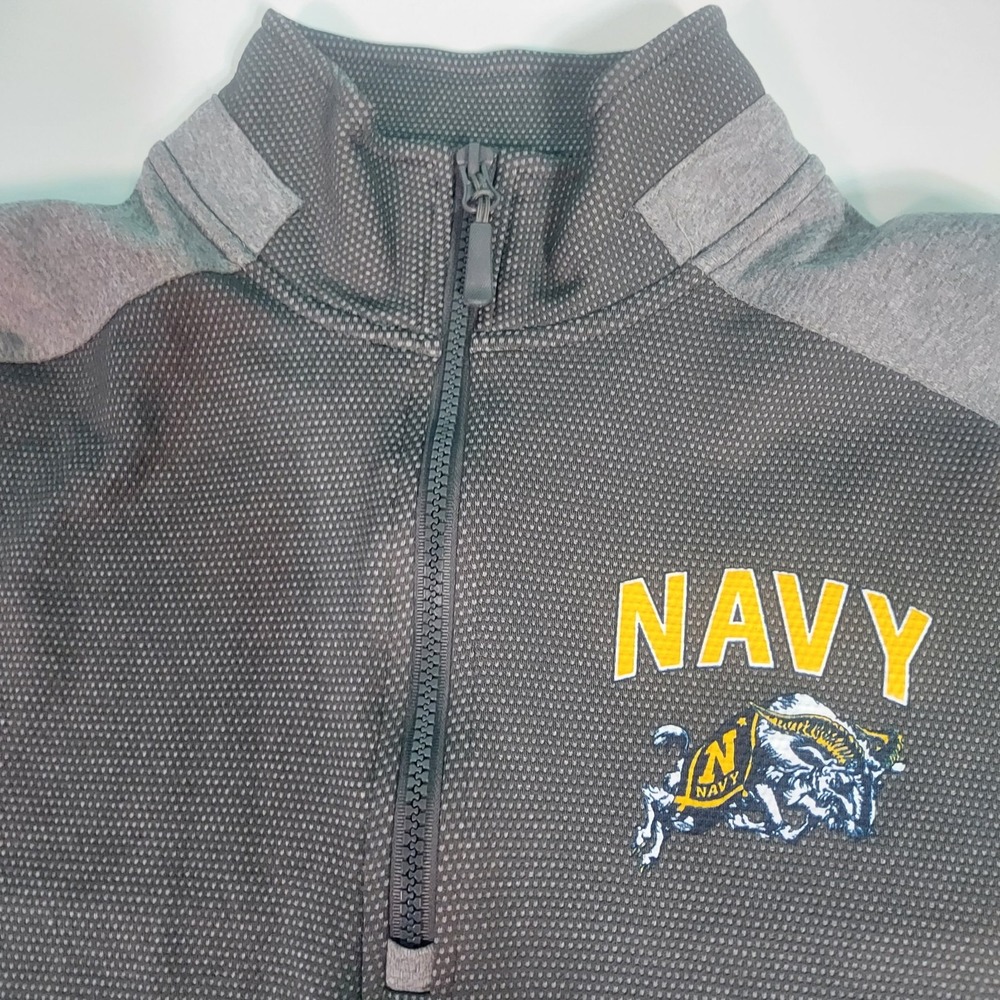 Champion Shirt Long Sleeve 1/4 Zip Performance Pullover Top Gray. Navy Logo